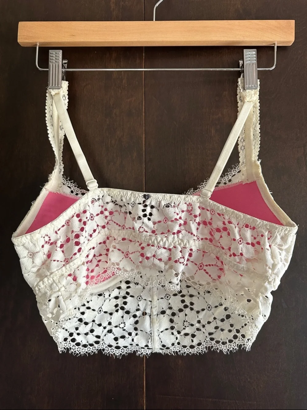 PINK Victoria's Secret Cream Lace Longline Bralette